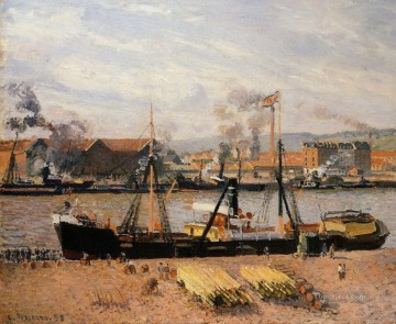 カミーユ・ピサロ Painting - ルーアン港で木材を降ろす 1898年 カミーユ・ピサロ